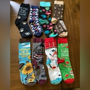 Set of 8 Pairs of Socks with Whimsical Patterns
